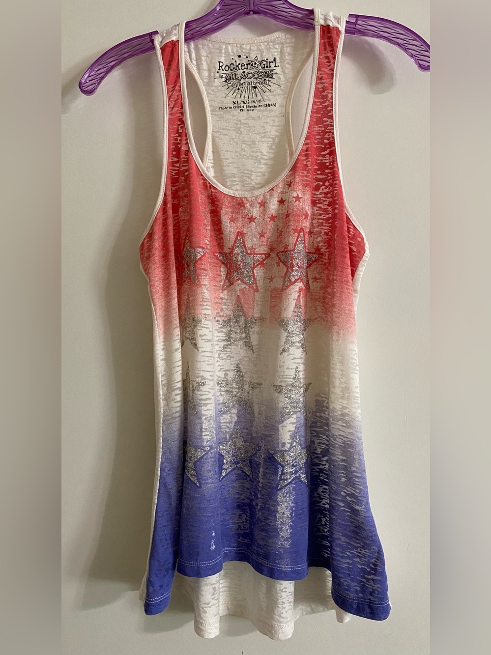 Rockercraft Rocker Girl Women's Red White Blue Star Ombre Tank